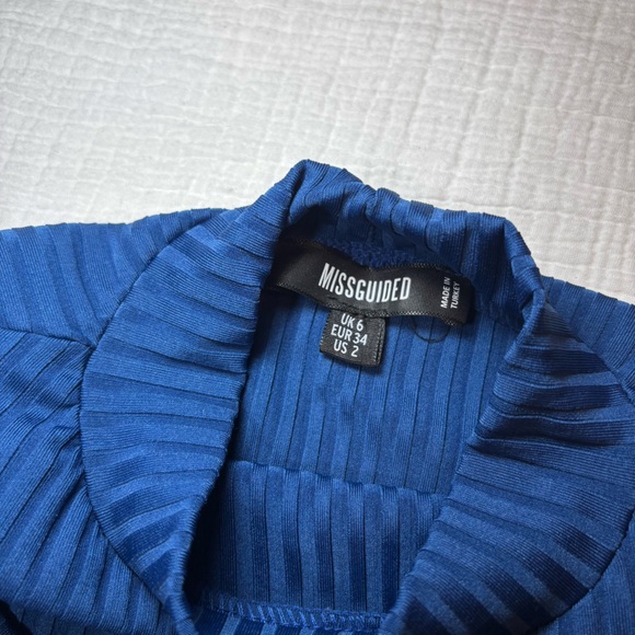 Missguided + Blue Ribbed Bodysuit - Picture 4 of 4